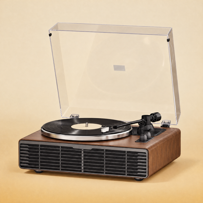L'Ouverture, platine tout-en-un effet noyer